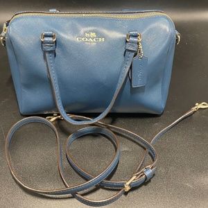 COACH F50430 Mini Peyton Bennett Leather Satchel Crossbody Bag (Blue)